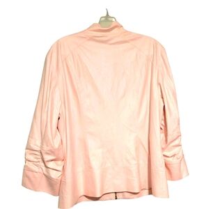 Chico's Pink Coated Faux Suede Zip Up Bomber Jacket Size 2 Large